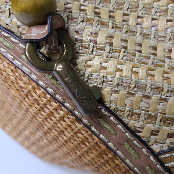 Fossil Patchwork Stitch Large Brown Clutch Crossbody Bag - Picture 9 of 13